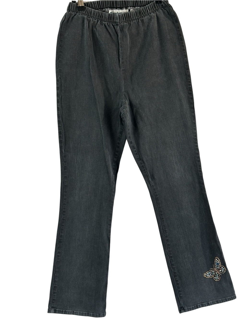 Y2K Venim 247 Butterfly Embellished Pull-On Stretch Denim Jeans Womens 14W